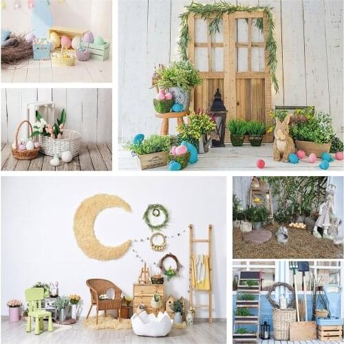 Easter Eggs Tulip Wooden Plank Photography Backgrounds Customized Backdrop for Children Baby Family Party Photobooth Fond Photo