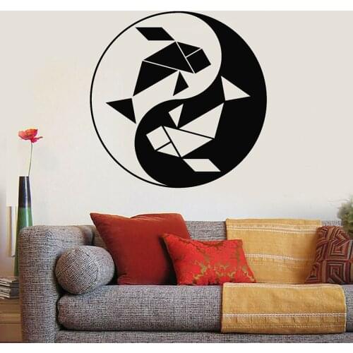 Geometric Wall Decal Small Fish Yin Yang Zen Asian Style Vinyl Wall Stickers Bedroom Yoga Room Office Interior Decor Art S1249