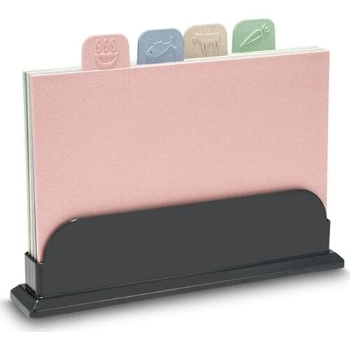 HOT-Cutting Boards Set for Kitchen Holder,Easy-Grip Handle, Chopping Boards with Draining Rack & Food Icons for Kitchen