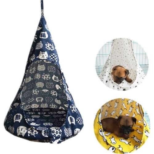 Creative Pet Cat Hammock House Portable Dog Tent Bed Puppy Kitten Hanging Flax Basket Beds Indoor Outdoor Hammock Pet Supplies