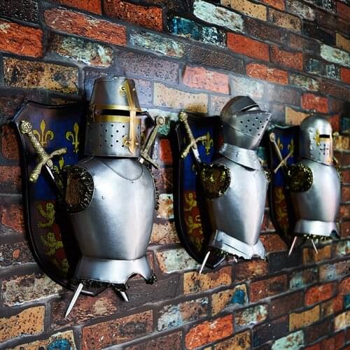 [MGT] Europe originality Warriors armor Metal modern Home Hotel Wall Hanging Art Decoration decoration craft ornaments statues