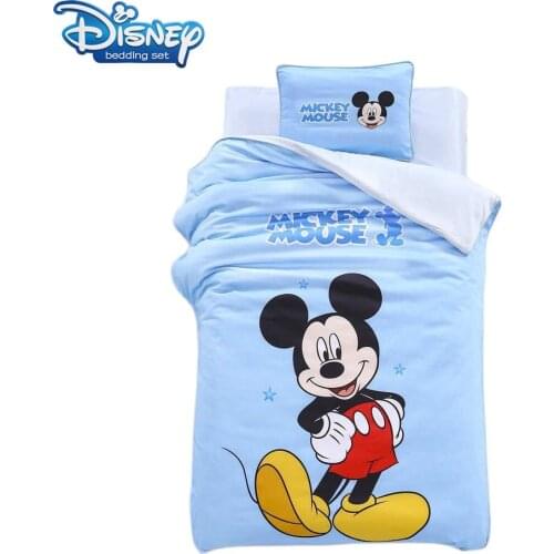 Mickey mouse 3/4Pcs Kindergarten Childrens Quilt Set Boy Girl Cartoon Baby Bedding Set Includes Quilt cover Pillowcase filler