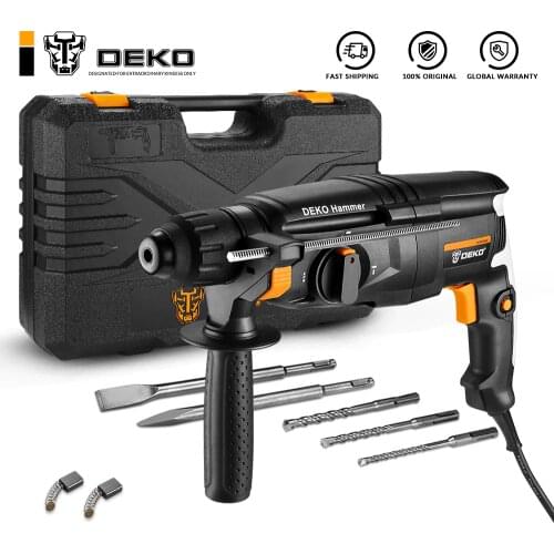 DEKO DKRH26H2 Multifunctional Rotary Hammer with BMC&6pcs Accessories Electric Demolition Hammer Impact Drill Punch Power Tools