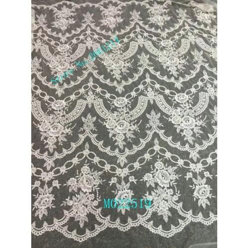 Fashion 5 yards Nigeria Lace Fabric white African Tulle French Fabric Embroidered Tulle Fabric BZL-3520