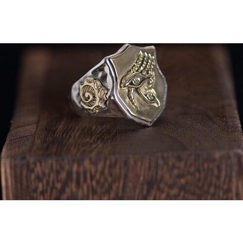 100%925 silver restoring ancient ways is technology the eye of horus male money wide version Thai silver ring