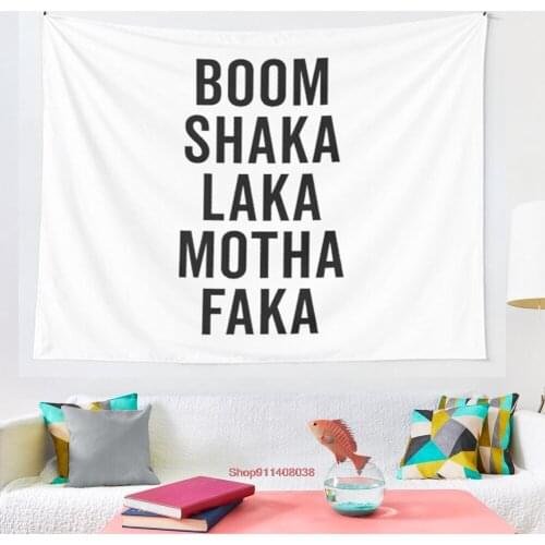 Boom Shaka Laka Funny Quote tapestry Wall Hanging Hand Hippie Moon Wolf Witchcraft Decoration Decor Tapestry Wall Blanket