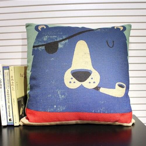 Pipe Cartoon Bear Pillow cover,Linen pillow case office pillows home decorative sofa cushion cover