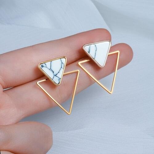 New Vintage Round Geometric Faux Stone Hanging Drop Earrings For Women Party Acrylic Pendant Earring 2020 Fashion Modern Jewelry