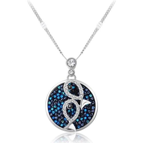 COCOM Cute Female Fish in the Ocean Pendant Necklace with Austrian Crystals Lovely Animal Beach Accessories for Women and Girls