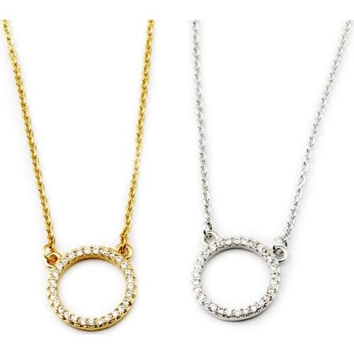 Round Rhinestone Choker Shiny Crystal Circle Chain Necklaces Pendants For Women Stainless Steel Bohemian Jewelry Best Gifts