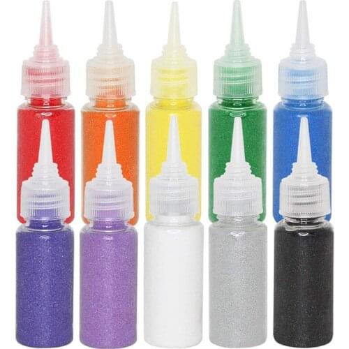 10pcs Assorted Colors DIY Bottle Color Sand Kit Craft/Terrarium Sand Art Sand Painting Sand Drawing Toy for Kids - Rainbow