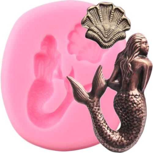 Mermaid Shell Silicone Molds Sugarcraft Fondant Mold Cake Decorating Tools Candy Polymer Clay Chocolate Cupcake Topper Moulds