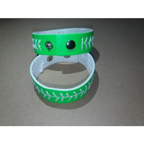Discount cheapest real leather yellow softball seam bracelets and white baseball seam bracelet with free shipping