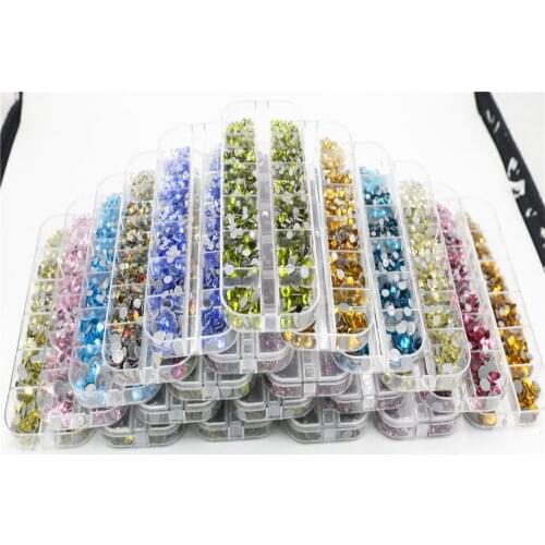 40 Colors 1000pcs Mix size hotfix nail art Rhinestone Crystal SS6-SS30 Glass Strass Hotfix Iron On Rhinestones Decoretion