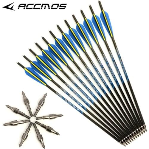12pcs/24pcs 13inch 16inch 17inch 20inch Pure Carbon Crossbow Bolts Arrows ID 6.2mm OD7.6mm Archery For Hunting