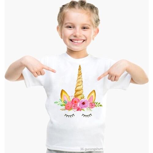 Magical Unicorn Ear Stars Eyelashes Print Kids T-Shirt Clothes Children Gift Lovely Vintage Cute Boys T-Shirts Summer Tops 2021