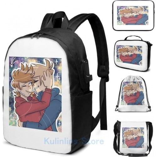 Funny Graphic print Tomtord USB Charge Backpack men School bags Women bag Travel laptop bag