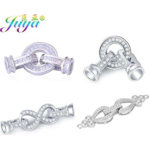 Juya DIY Pearls Gems Jewelry Making Material Supplies Handmade Cubic Zirconia Copper Fasteners Hook Clasps Accessories Wholesale