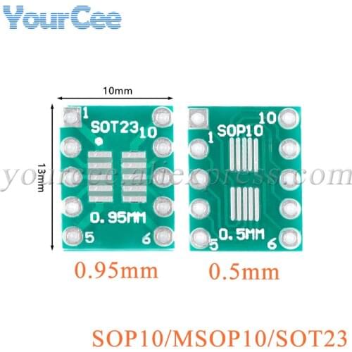 10pcs SOT23 MSOP10 Adapter Plate SMD To DIP10 Pinboard UNAX 0.5mm/0.95mm To 2.54mm PCB Integrated Circuits SOP10