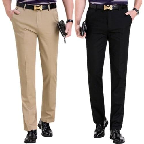 2021 Thin Mens Casual Pants Straight Loose Long Pants Solid Color Mens Business Mens Pants Non Iron Mens Clothing