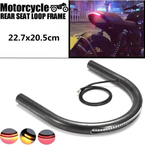 22mm Universal Motorcycle Cafe Racer Rear Seat Frame Hoop Loop LED Stop Turn Signal Brake Light Tube End Flat