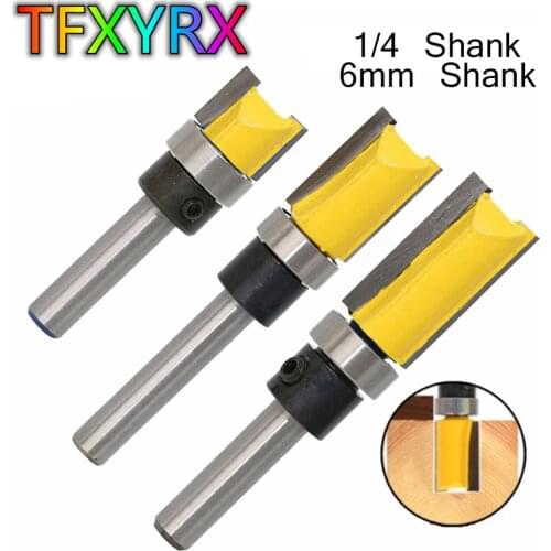 3pcs 6mm 8mm 1/4inch Shank Flush Trim Router Bit Set Pattern Template Bits Wood Milling Cutter Carpenter