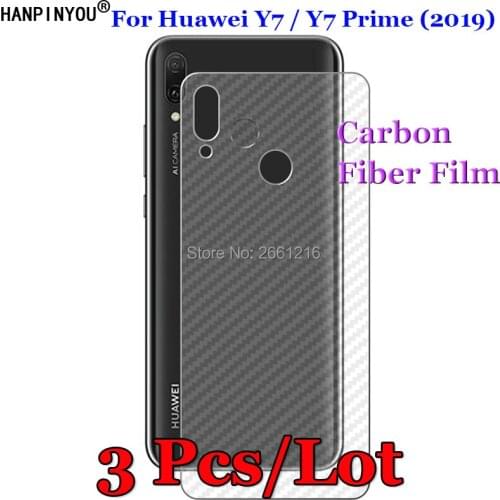 3 Pcs/Lot For Huawei Y7 / Y7 Prime (2019) 6.26" 3D Non-slip Clear Carbon Fiber Back Film Screen Protector Protective Sticker