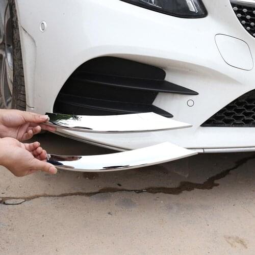4pcs Chrome ABS Plastic Car Front Lamp Decoration Strips Trim for Mercedes Benz C Class W205 C180 C260 C300 2019 Year Accessory