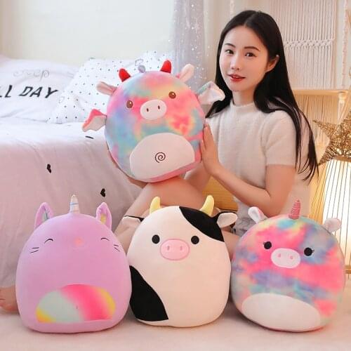 45cm Hot Cute Soft Fat Unicorn Dinosaur Pig Cattle Plush Toys Stuffed Office Nap Sleep Pillow Cushion Gift Doll For Kids Girls