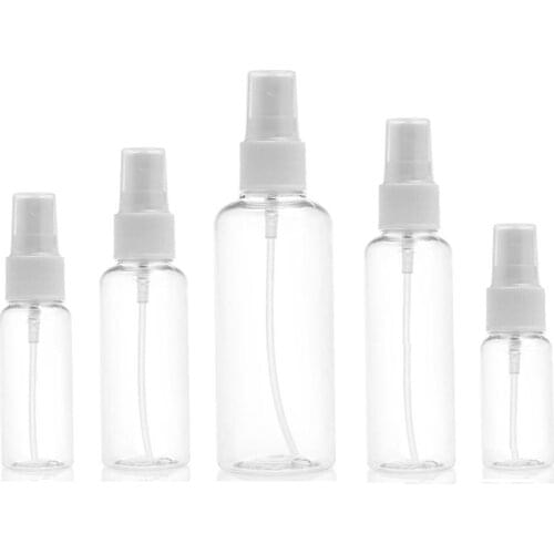 50Pcs Portable Small Transparent Plastic Empty Spray Bottle Refillable Vial 10ml/30ml/50ml/60ml/100ml Perfume Jar