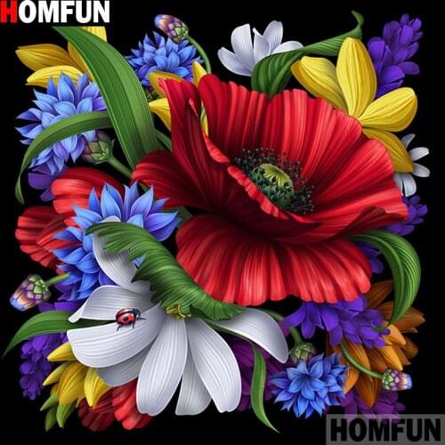 HOMFUN 5D DIY Diamond Painting Full Square/Round Drill "Bright flowers" 3D Embroidery Cross Stitch gift Home Decor A00377