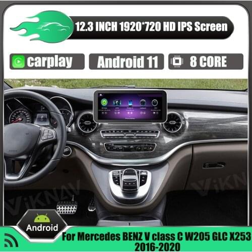 Android 11 128GB 12.3 inch For Mercedes BENZ V class C W205 GLC X253 2016-2020 car radio player navigation head unit stereo