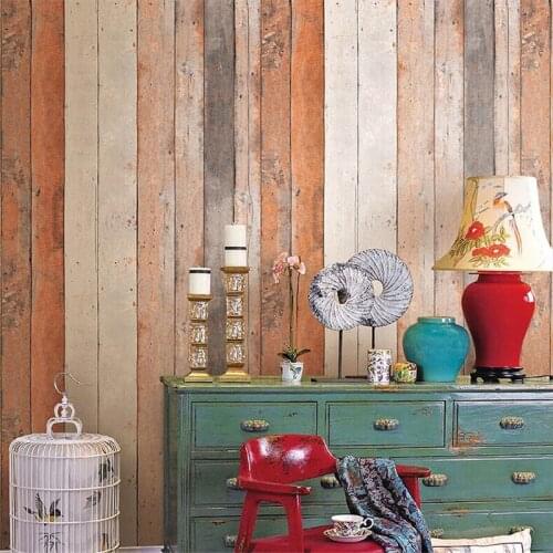 Beibehang Retro Simulation Wood Color Wood Plank Wood PVC Wallpaper Personality Bar Cafe Nostalgic Womens Clothing Wallpaper