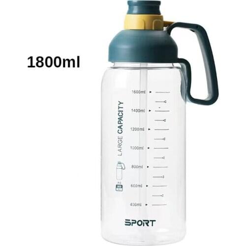 Large capacity water cup 2021 new trend sports outdoor transparent plastic water bottle graduated straw sports water cup
