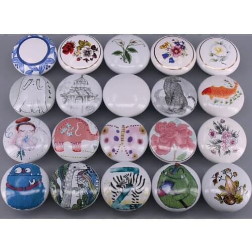 One Piece 38mm ceramic drawer knob pull Kids Cartoon dresser pull knob handle cupboard furniture decorative Porcelain knobs