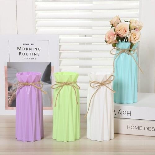 Flower Vase Decoration Home Plastic Vase Imitation Ceramic Flower Pot Flower Basket Nordic Wedding Decoration Vases Bedroom ваза