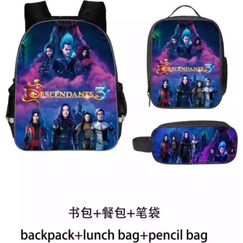 Disney Descendants Backpack for Teenage Boys Girls Student School Bag Teenage Students Custom Bag 3 Pcs/Set Travel Backpack