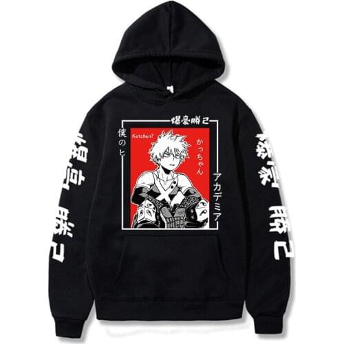 Harajuku My Hero Academia Bakugou Katsuki Anime Hoodies Gothic Cartoon Streetwear Unisex Hip Hop Long Sleeve Winter Sweatshirts
