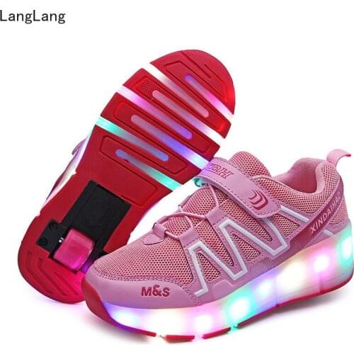 Shoes USB Charging LED Lights One Two Wheels Boys Girls Skates Roller Girl Zapatillas Zapatos Con Ruedas