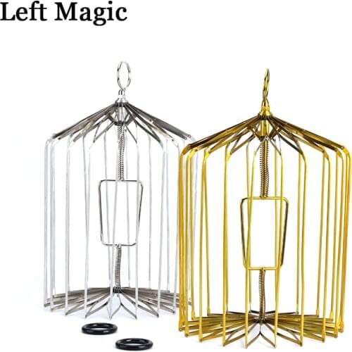 Gold & Silver Steel Appearing Bird Cage - Small Size (Dove Appearing Cage) Magic Tricks Magician Stage Illusions Gimmick Props