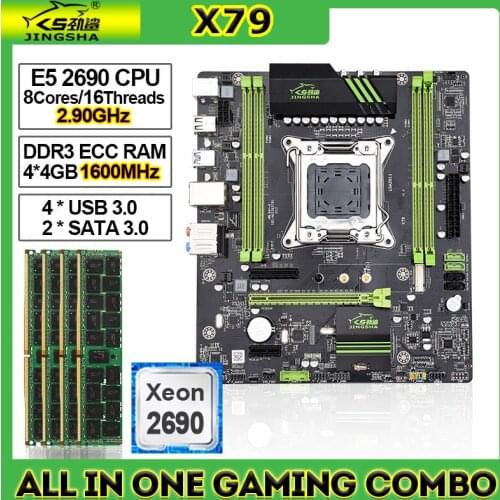 All In One X79 Motherboard Set with E5 2690 CPU + 16GB DDR3 RAM Support USB3.0 SATA3.0 Lga 2011 Xeon Assembly Kit Placa Mae X79