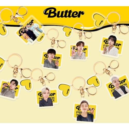 Kpop Bangtan Boys New Album Butter Butter Acrylic Keychain Decoration Pendant Backpack Decoration Stationery Jewelry Fan Gift