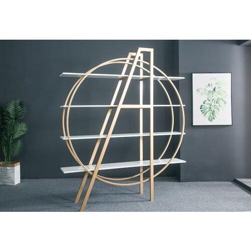 Nordic Creative Shelf Partition Iron Art Living Room Bookshelf Office Entrance Screen Bookcase Floor Decoration Display Stand