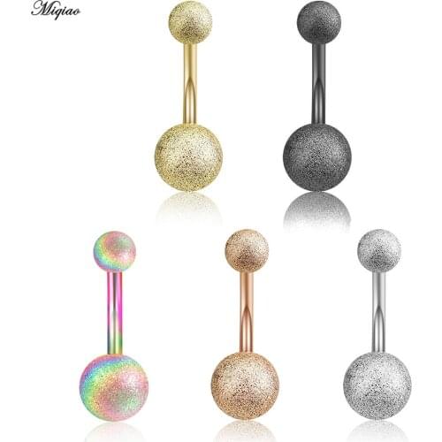 Miqiao 1pc Matte Ball Navel Belly Button Rings Belly Piercing Stainless Steel Body Jewelry Women Gift