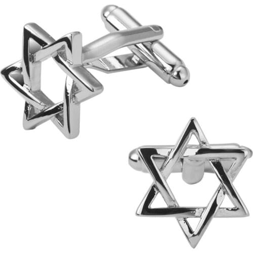 Mens shirts Cufflinks high-quality copper material Six silvery stars Cufflinks 5 pairs of packaging for sale