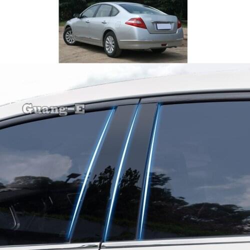 For Nissan Altima Teana 2008-2012 Car PC Material Pillar Post Cover Door Trim Window Piano Black Molding Sticker Plate Parts