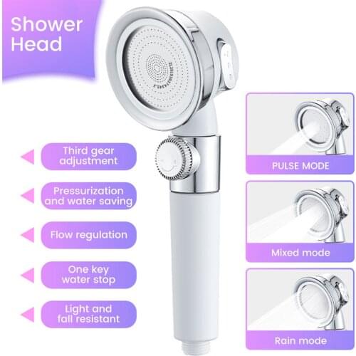 Pressurized Shower Head Handheld Shower Head High Pressure Water Saving Adjustable 3 Modes Bathroom Accessories Shower Set