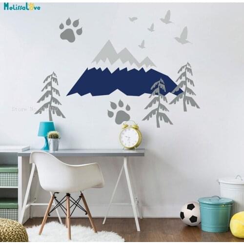Mountains Wall Decals Woodland Nursery Wall Art Headboard Décor For Kids Baby Room Kindergarten Self-adhesive Sticker YT2467