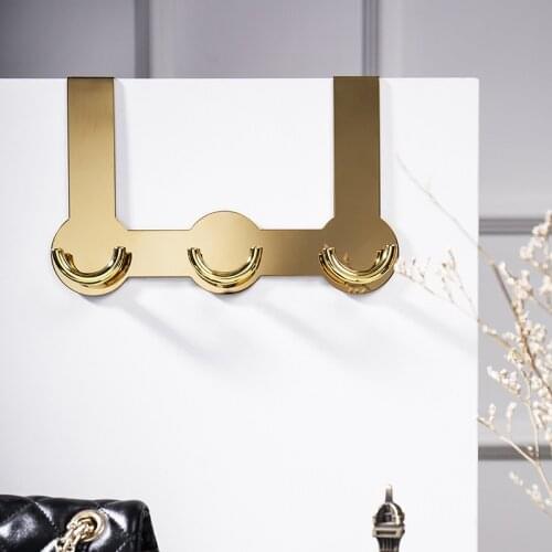 Nordic Golden Zinc Alloy Door Coat Hook Rack Living Room Bedroom Clothes Towel Bag Hanging Shelf