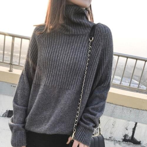 2020 New Fashion Winter Korean Sweater Women Turtleneck Warmth Pullovers Solid Stretch Striped Top Knit Harajuku Fall Clothes